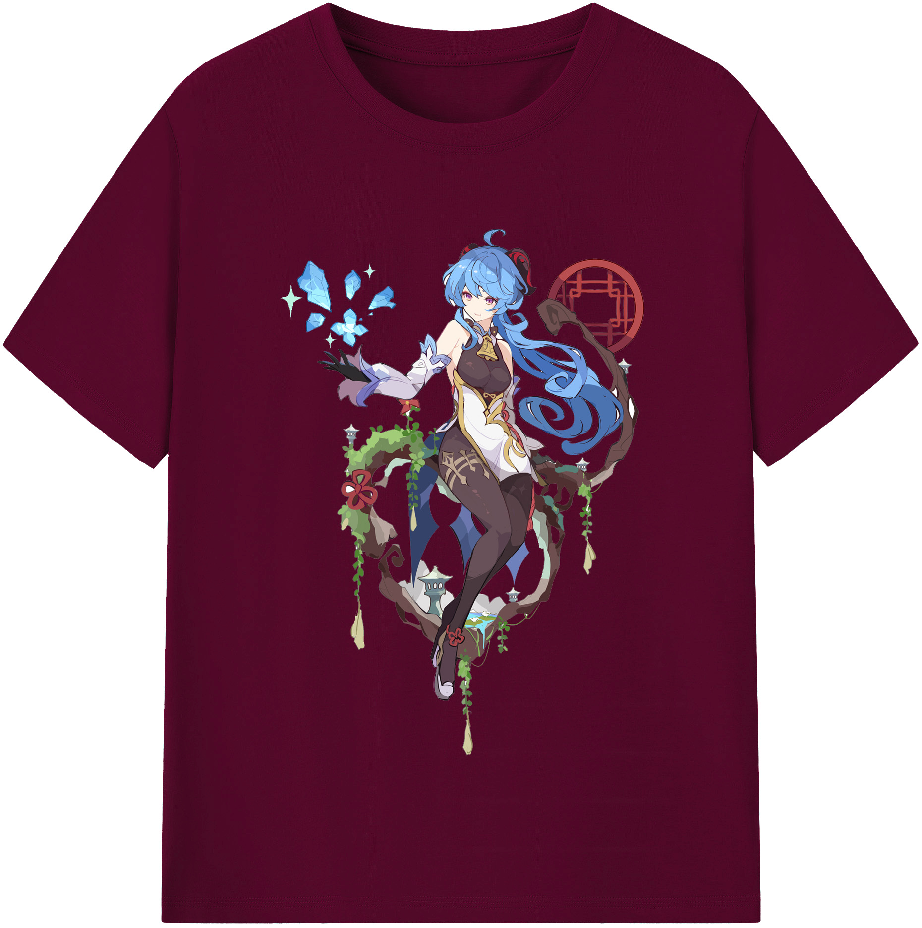 げんし神 甘雨 かんう genshin Ganyu レディースカジュアルプリントTシャツ（綿100％）